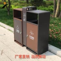 校園宿舍生活區(qū)環(huán)衛(wèi)垃圾桶 兩分類金屬果殼箱 甬虔