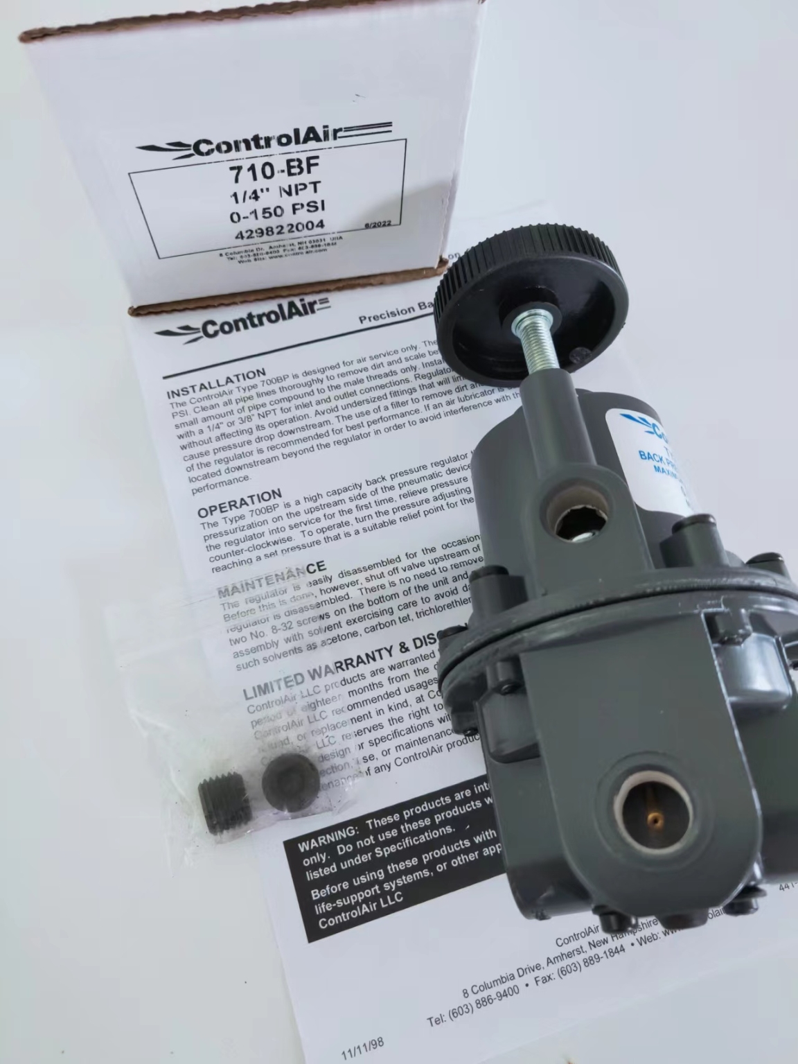 美國康氣通型號710-BF,1/4NPT,0-150PSI,精密背壓調(diào)壓閥