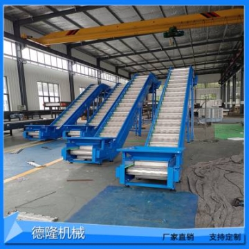 德隆dl-1132 食品加工料斗爬坡輸送機 生產(chǎn)流水線鏈板檔板上料提升機設備