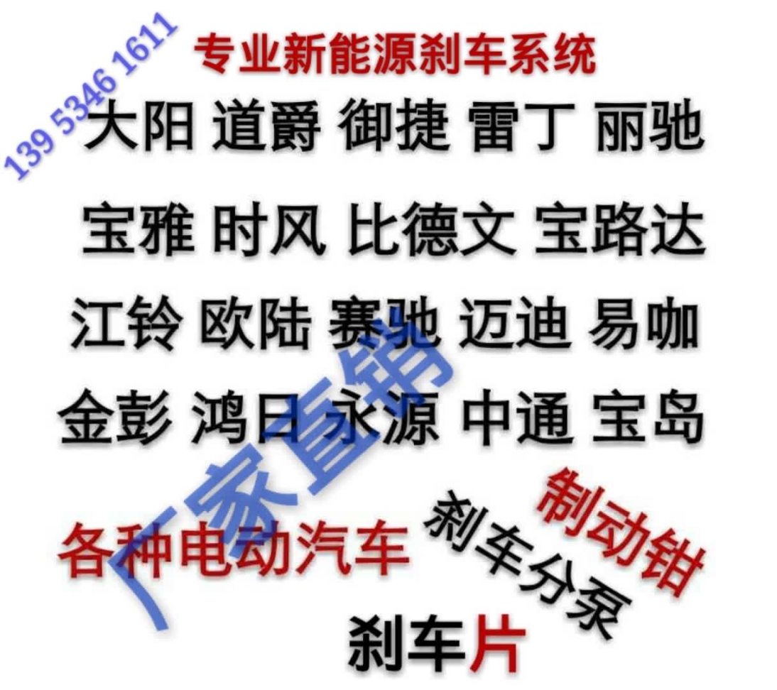 廠家供應大陽御捷道爵德瑞博麗馳等電動汽車制動鉗