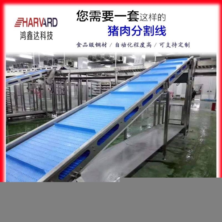 食品機皮帶輸送流水線弧面屠宰分割線腿肉雞翅高架輸送