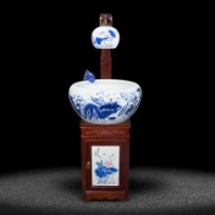 創(chuàng)意水景養(yǎng)魚缸 盆景 陶瓷加濕器噴泉