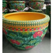 景德鎮(zhèn)雕刻荷花陶瓷魚缸批發(fā) 60厘米雙層雕刻鏤空烏龜流水缸 慶典陶瓷缸廠